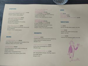 Menu at Saorsa 1875 in Pitlochry