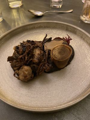 Main course: mushrooms. Nice, but too salty at Saorsa 1875 in Pitlochry