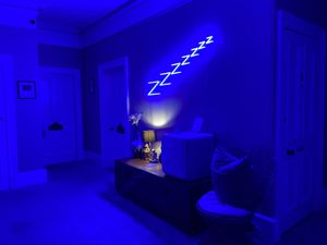 First floor with fridge that contains plant milks and water  at Saorsa 1875 in Pitlochry