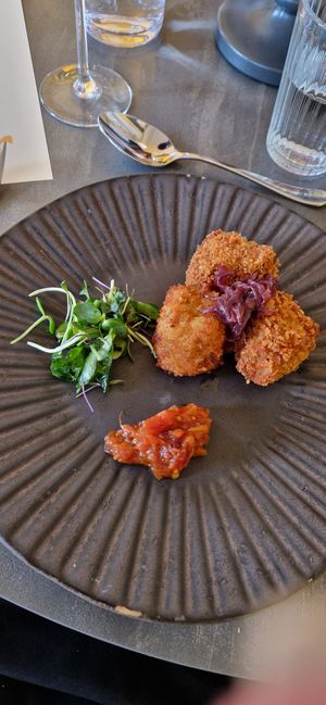 Deep fried shamembert with rhubarb and date chutney, at Saorsa 1875 in Pitlochry