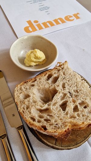 Fresh, warm, sourdough with honey butter at Saorsa 1875 in Pitlochry
