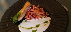 Griddled mushroom with pickled carrot and courgette with garlic white wine jus at Saorsa 1875 in Pitlochry