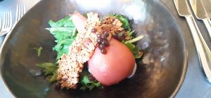 Poached pear and granola salad at Saorsa 1875 in Pitlochry
