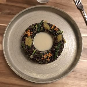 Black Thai rice with mixed greens  at Saorsa 1875 in Pitlochry