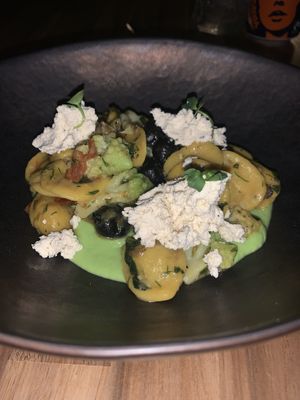Homemade Orecchiette
with olives, capers, romanseco broccoli, sundried tomatoes and basil ricotta  at Saorsa 1875 in Pitlochry