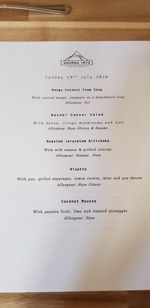 Yummy menu at Saorsa 1875 in Pitlochry