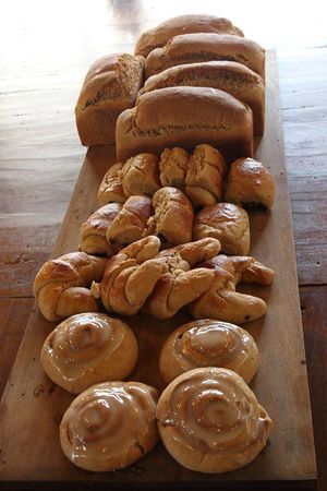 Freshly baked cakes and bread. at Lhamo's Croissant in Dharamshala