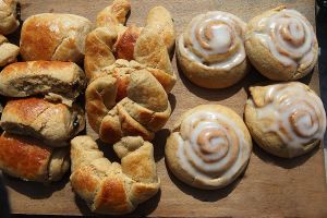 Croissants and cakes. at Lhamo's Croissant in Dharamshala