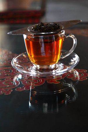 Darjeeling tea. at Lhamo's Croissant in Dharamshala