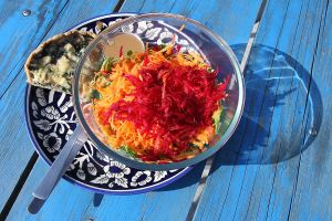 Quiche salad. at Lhamo's Croissant in Dharamshala