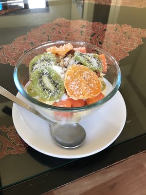 museli with curd and fresh fruit at Lhamo's Croissant in Dharamshala