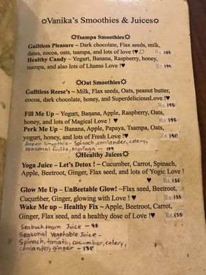 menu at Lhamo's Croissant in Dharamshala