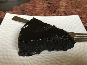 vegan chocolate cake  at Lhamo's Croissant in Dharamshala