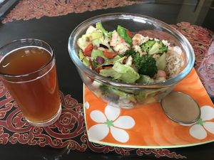 kombucha & veggie rice bowl  at Lhamo's Croissant in Dharamshala