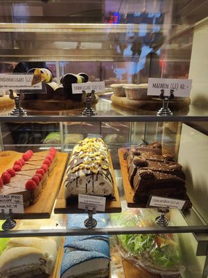 Some of the cakes (some marked gluten-free) at VeGofika Göteborg in Gothenburg