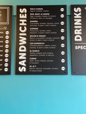 Menú. Garden option can be vegan  at Leroy's Bagels in Denver