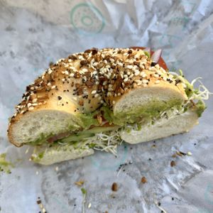 Garden bagel  at Leroy's Bagels in Denver
