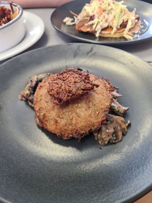 Rosti with mushrooms at Little Devil's Cafe in Aberystwyth