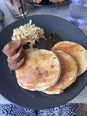 Seitan with coleslaw and maple syrup ( vegan)  at Little Devil's Cafe in Aberystwyth
