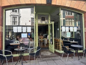 Front of the cafe   at Little Devil's Cafe in Aberystwyth