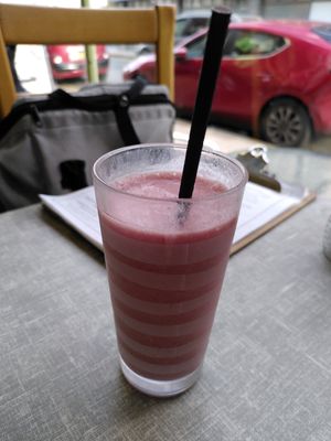 Vegan strawberry milkshake (October 2023) at Little Devil's Cafe in Aberystwyth