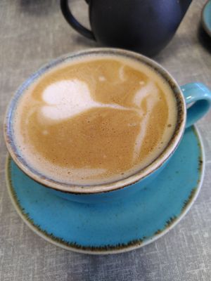 Oat milk latte (October 2023) at Little Devil's Cafe in Aberystwyth