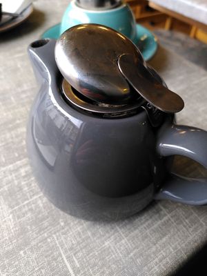 Decaf tea (January 2024) at Little Devil's Cafe in Aberystwyth