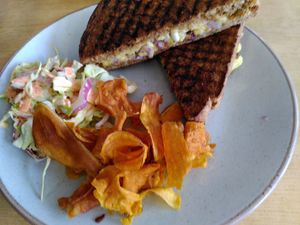 Toasted cheese and onion sandwich (April 2024) at Little Devil's Cafe in Aberystwyth