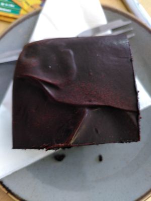 Chocolate fudge cake (April 2024) at Little Devil's Cafe in Aberystwyth