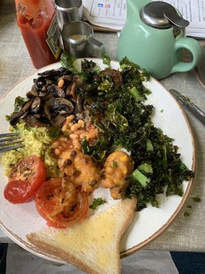 So good I started eating it before remembering pic. Angelic vegan breakfast gf style    at Little Devil's Cafe in Aberystwyth