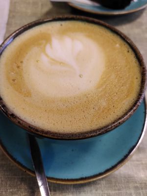 Decaf latte (January 2025) at Little Devil's Cafe in Aberystwyth