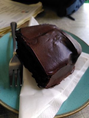 Chocolate cake (March 2025) at Little Devil's Cafe in Aberystwyth