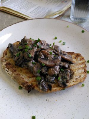 Mushrooms on sourdough (March 2025) at Little Devil's Cafe in Aberystwyth