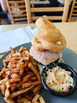 Very tasty falafel and pesto burger at Little Devil's Cafe in Aberystwyth