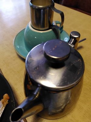 Pot of tea (August 2025) at Little Devil's Cafe in Aberystwyth