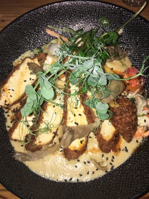 Tofu katsu with oyster mushrooms, veggies and curry sauce, sooo tasty!! at VanPlanten in Utrecht