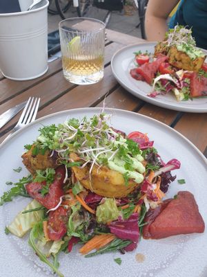 Zeekraalsalade met gegrilde watermeloen, Spaanse tortilla met chili at VanPlanten in Utrecht