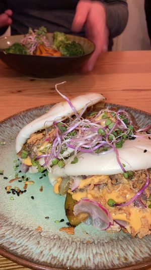 Bao bun with vegan tuna salad  #Veganuary at VanPlanten in Utrecht