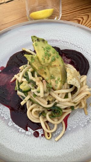 Main: red beet carpaccio (best I’ve ever had), with noodle salad and seaweed crunch. What a flavor explosion   at VanPlanten in Utrecht