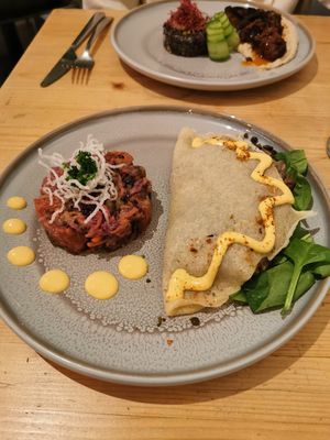 Pancake filled with eggplant curry and lentils at VanPlanten in Utrecht