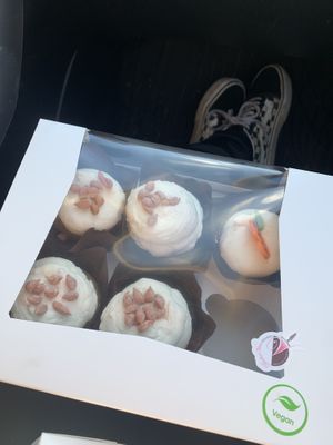 Vegan cupcakes : chocolate, vanilla, and pumpkin  at Dolce Vita Desserts in State College