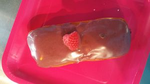Yeast donut with strawberry filling  at Lêberry Bakery in Pasadena
