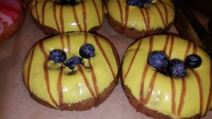 Lemon glaze with a blueberry cake donut  at Lêberry Bakery in Pasadena