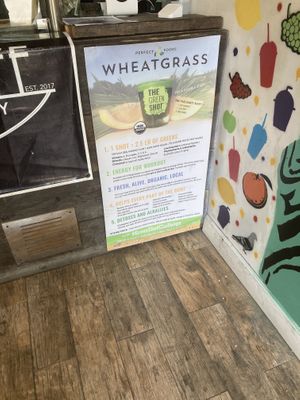 They have a huge wheatgrass shot menu  at Good Stuff Juice Company in New York City