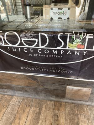 The banner  at Good Stuff Juice Company in New York City