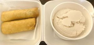 Banana spring rolls with vegan ice cream  at Wheel of Life in Irvine