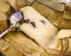 Mung bean cake unwrapped  at Wheel of Life in Irvine