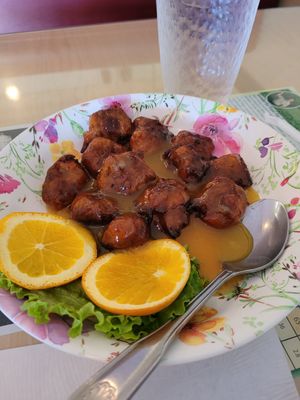 Orange chicken at Wheel of Life in Irvine