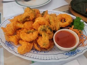 Shrimp and vegetables at Wheel of Life in Irvine