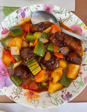 sweet and sour pork   at Wheel of Life in Irvine